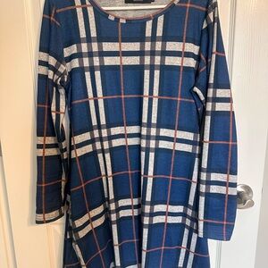 MIROL Striped Blue and Orange Top